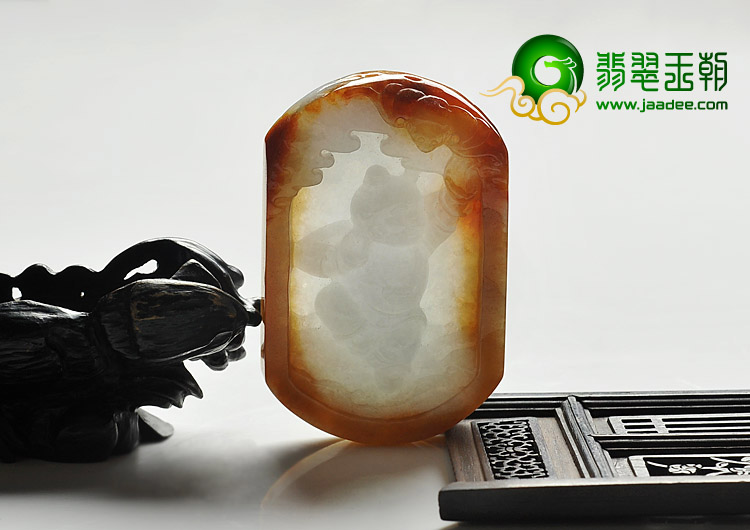 (超值推荐)糯冰种红黄翡缅甸翡翠A货招财童子挂件