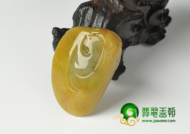 冰种黄翡缅甸翡翠A货观音头挂件