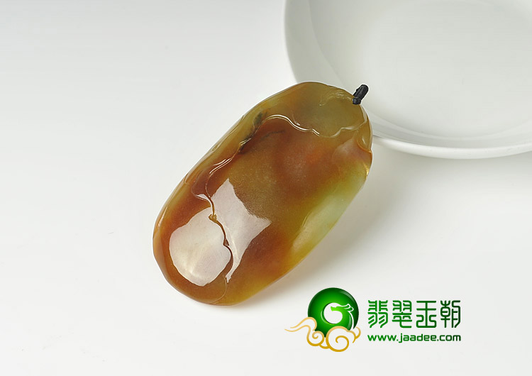 冰种褐黄翡缅甸翡翠A货望子成龙挂件