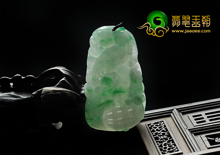 冰种飘翠缅甸翡翠A货花开富贵挂件