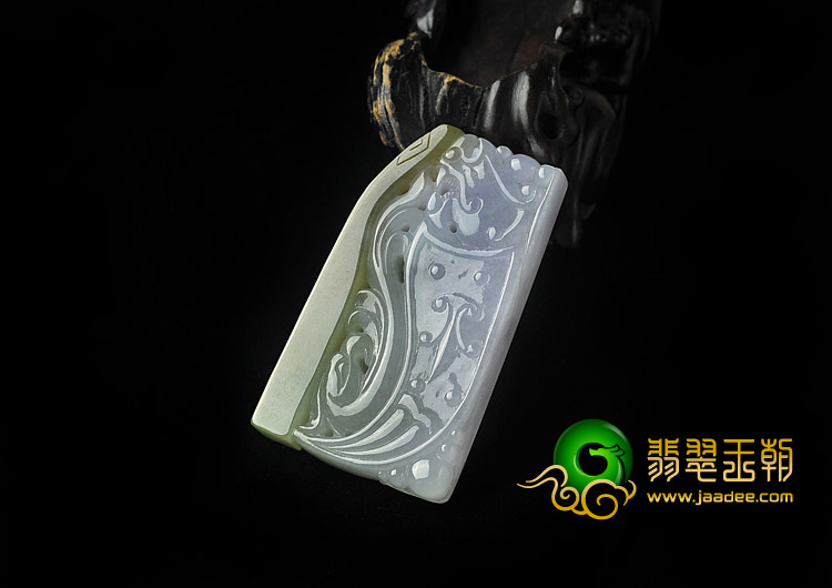 糯冰种紫罗兰褐黄翡缅甸翡翠A货龙凤牌挂件（一对）