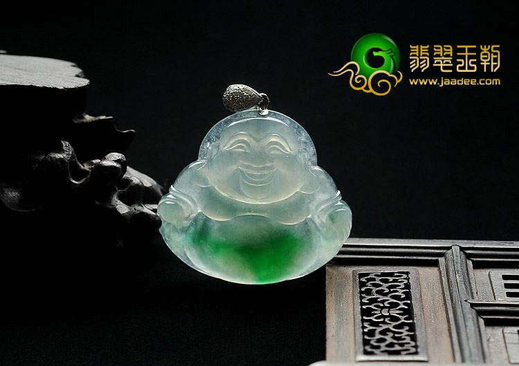 冰种阳绿缅甸翡翠A货玉佛挂件