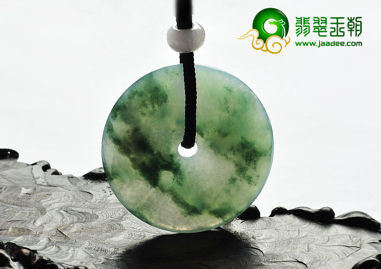 冰种飘花缅甸翡翠A货平安扣挂件