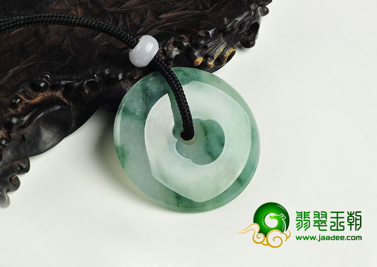 冰种飘花缅甸翡翠A货平安扣挂件