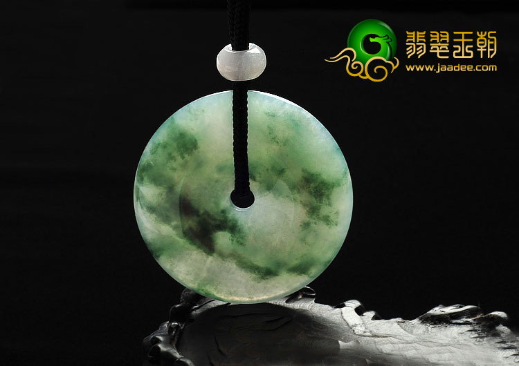 冰种飘花缅甸翡翠A货平安扣挂件