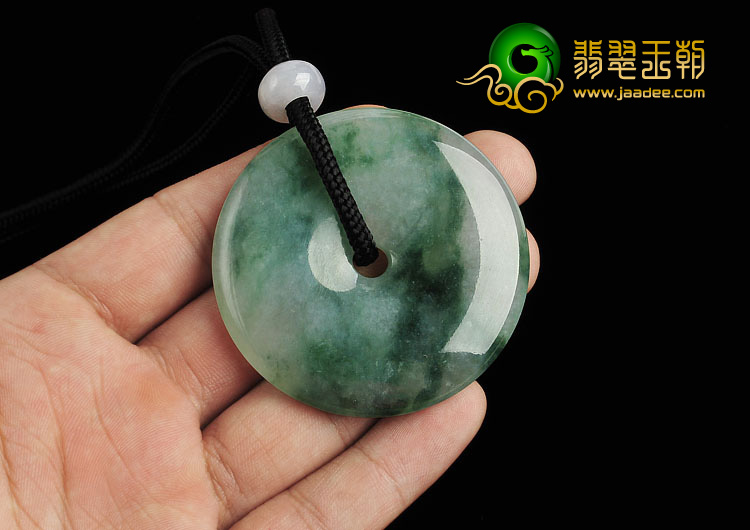 冰种飘花缅甸翡翠A货平安扣挂件