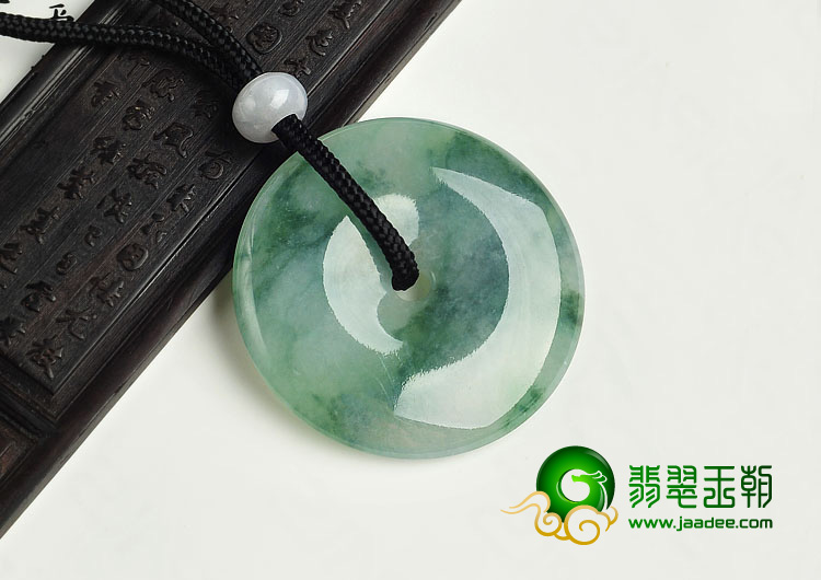 冰种飘花缅甸翡翠A货平安扣挂件