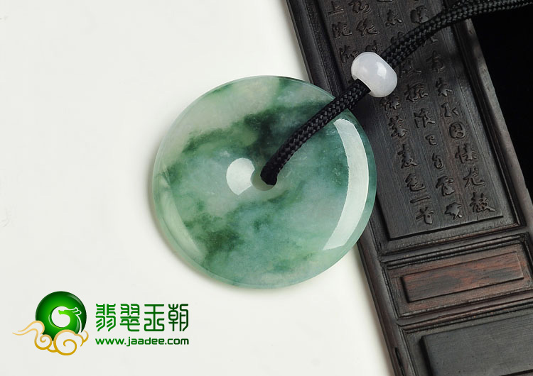 冰种飘花缅甸翡翠A货平安扣挂件