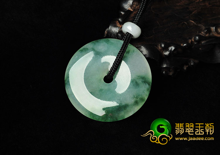 冰种飘花缅甸翡翠A货平安扣挂件