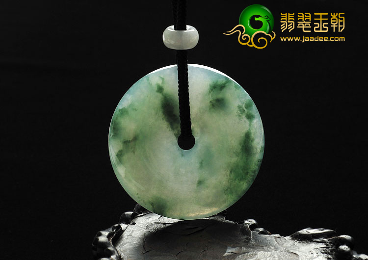 冰种飘花缅甸翡翠A货平安扣挂件