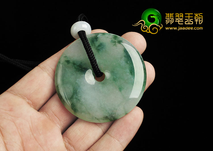冰种飘花缅甸翡翠A货平安扣挂件