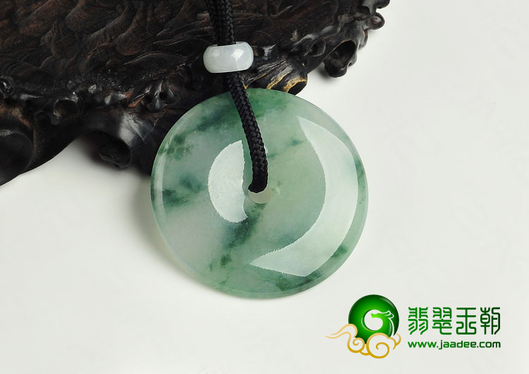 冰种飘花缅甸翡翠A货平安扣挂件