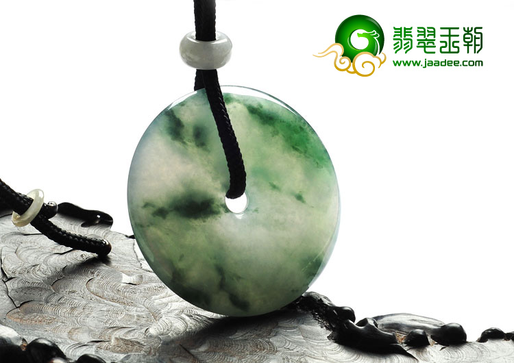 冰种飘花缅甸翡翠A货平安扣挂件
