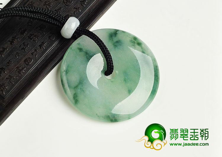冰种飘花缅甸翡翠A货平安扣挂件