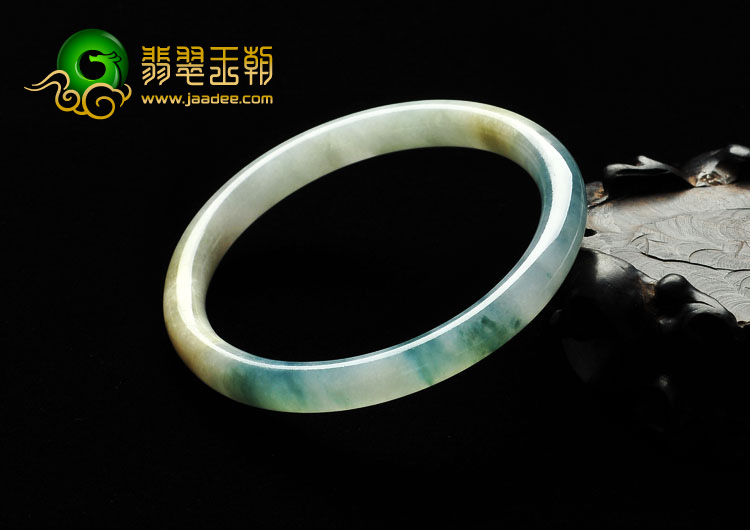 糯冰种飘花缅甸翡翠A货圆条手镯（56.9mm）