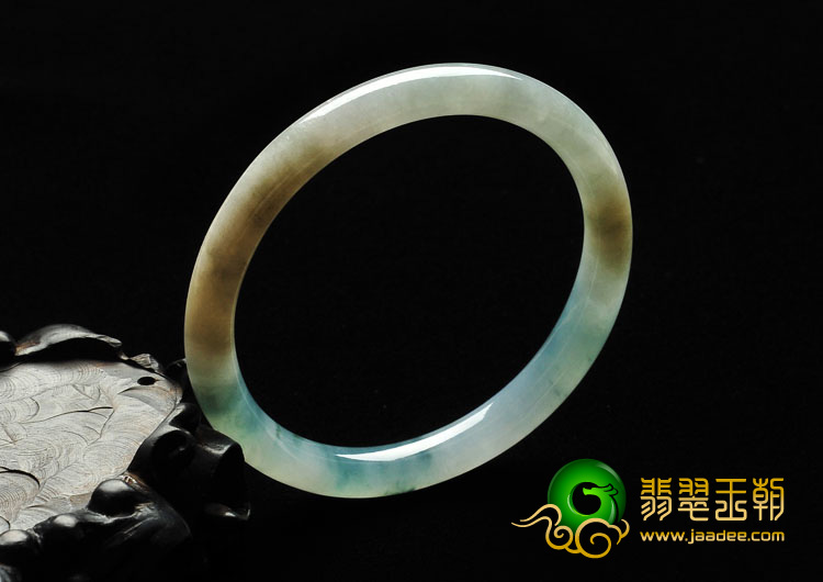 糯冰种飘花缅甸翡翠A货圆条手镯（56.9mm）