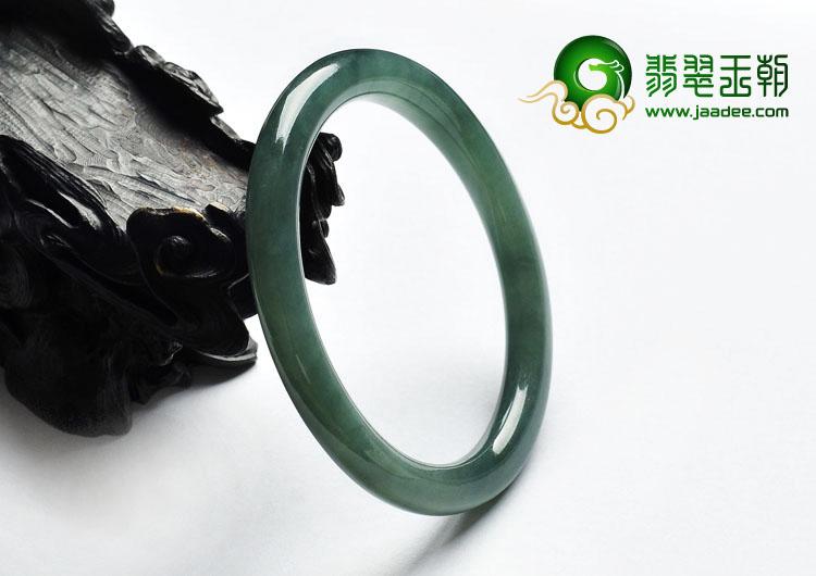 糯冰种蓝水缅甸翡翠A货圆条手镯（54.7mm）