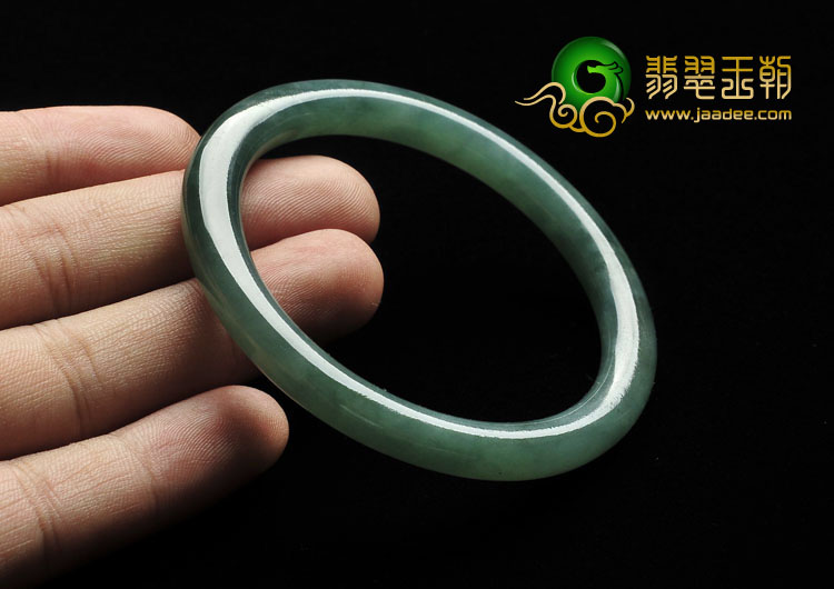 糯冰种蓝水缅甸翡翠A货圆条手镯（54.7mm）