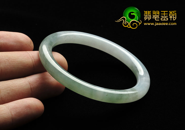 糯冰种晴水缅甸翡翠A货圆条手镯（54.2mm）