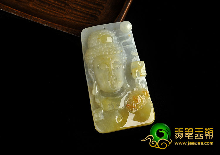 冰种褐黄翡缅甸翡翠A货释迦牟尼头挂件