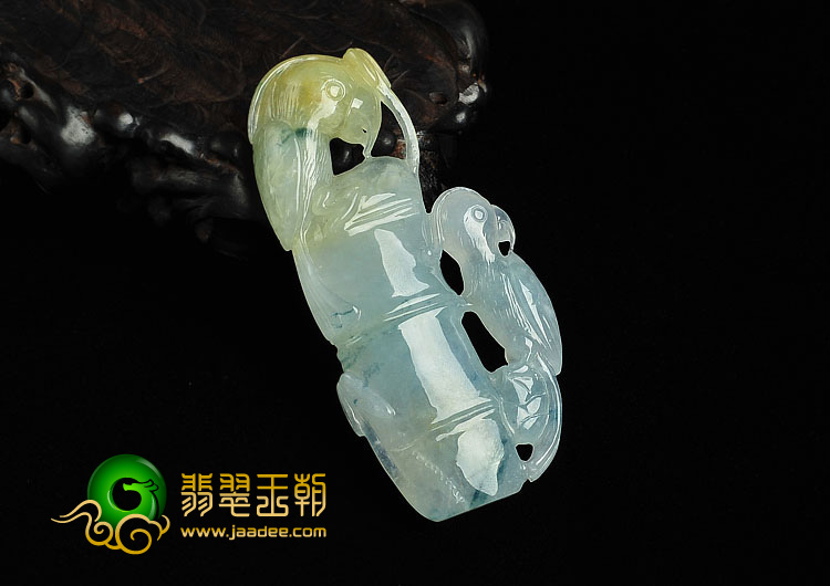 冰种黄翡飘花缅甸翡翠A货节节高挂件