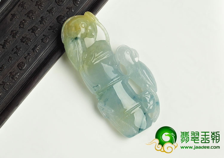 冰种黄翡飘花缅甸翡翠A货节节高挂件