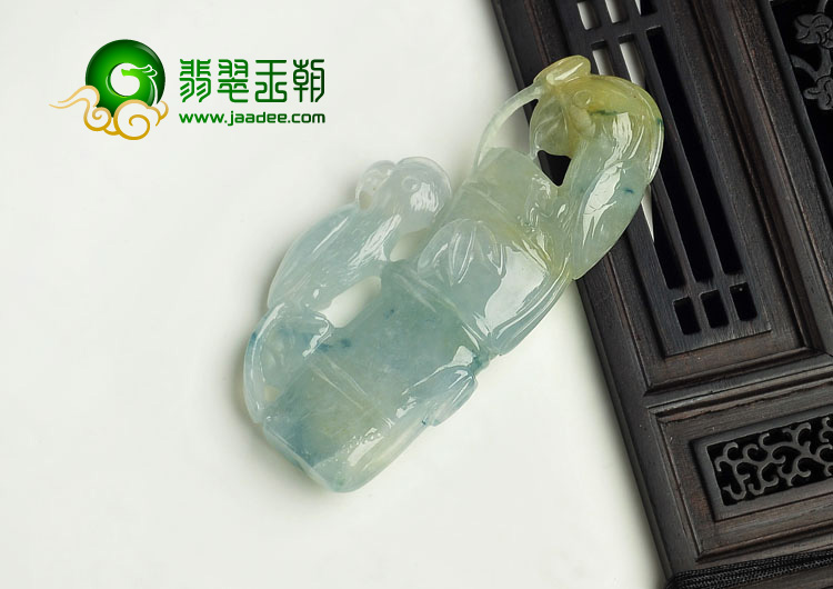 冰种黄翡飘花缅甸翡翠A货节节高挂件