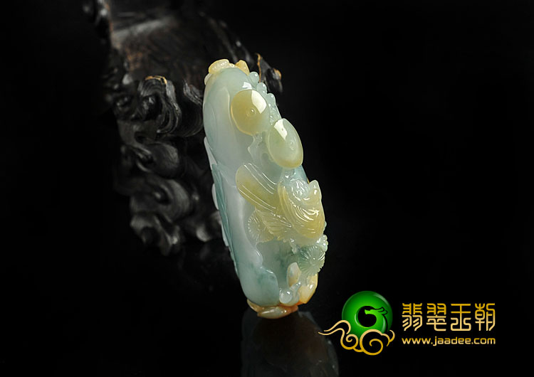 糯冰种多彩缅甸翡翠A货富贵花开挂件