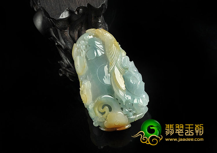 糯冰种多彩缅甸翡翠A货富贵花开挂件
