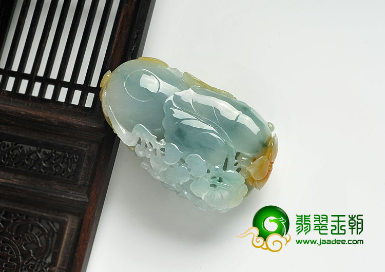糯冰种多彩缅甸翡翠A货富贵花开挂件