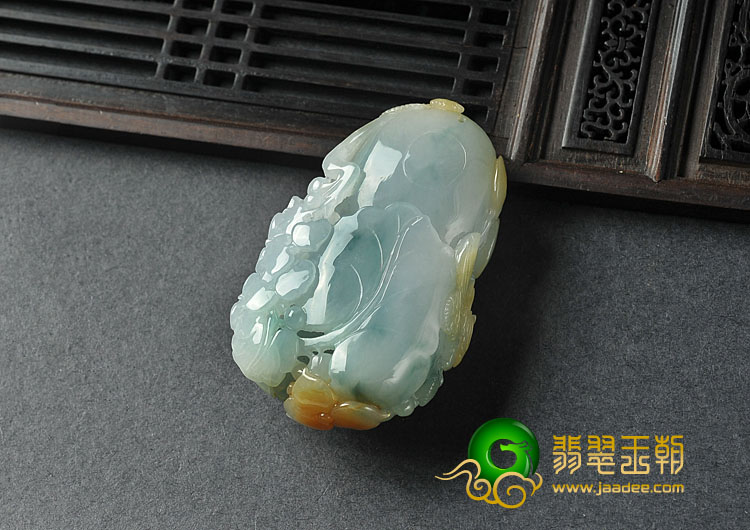 糯冰种多彩缅甸翡翠A货富贵花开挂件