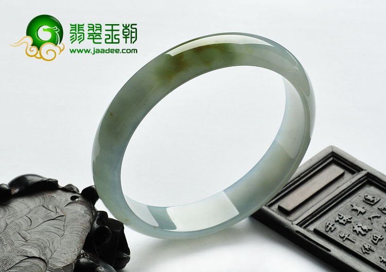 冰种晴水略飘黄翡缅甸翡翠A货手镯（62.4mm）