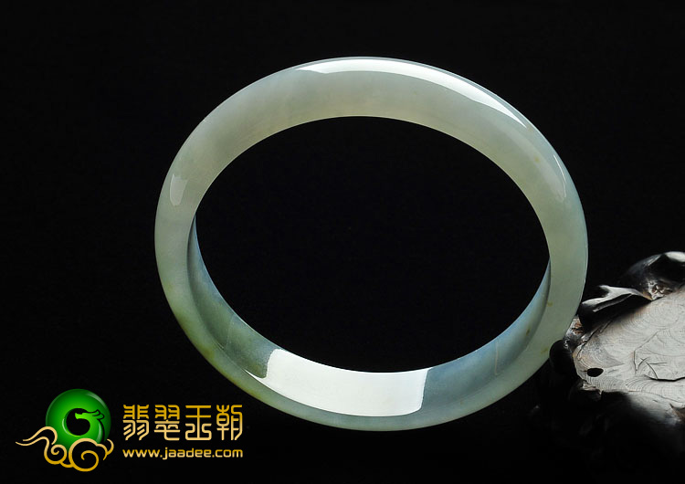冰种晴水略飘黄翡缅甸翡翠A货手镯（62.4mm）