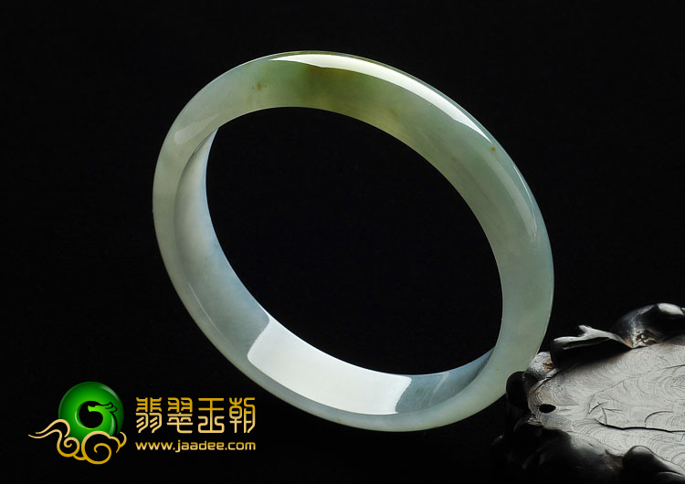 冰种晴水略飘黄翡缅甸翡翠A货手镯（62.4mm）
