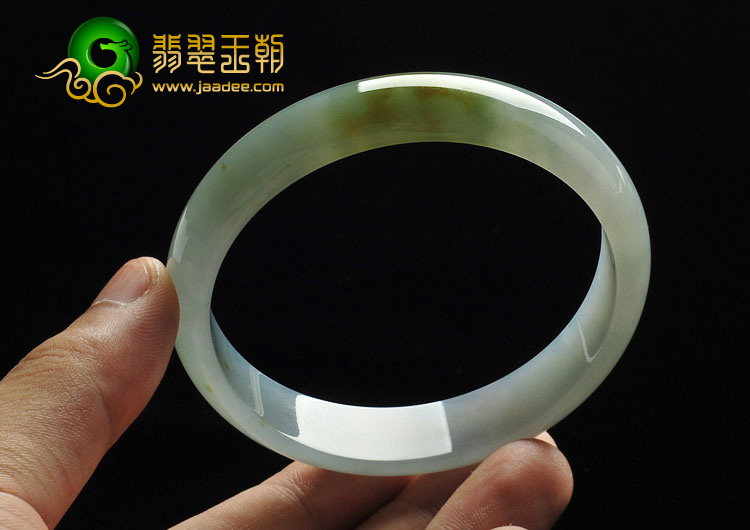 冰种晴水略飘黄翡缅甸翡翠A货手镯（62.4mm）
