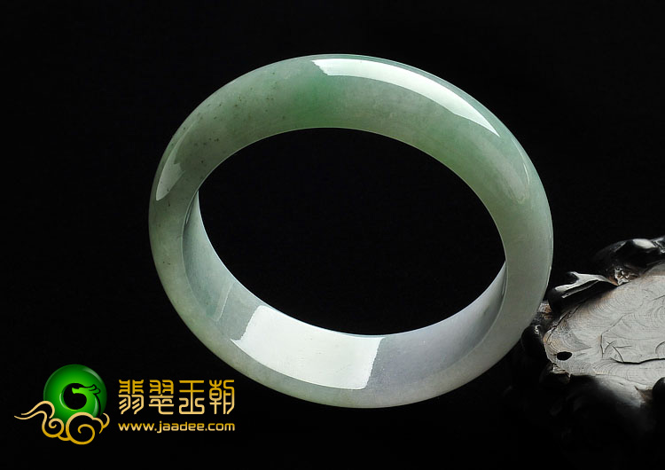 糯冰种晴水略飘翠缅甸翡翠A货手镯（59.1mm）