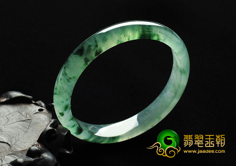 冰玻种飘花缅甸翡翠A货手镯（55.6mm）