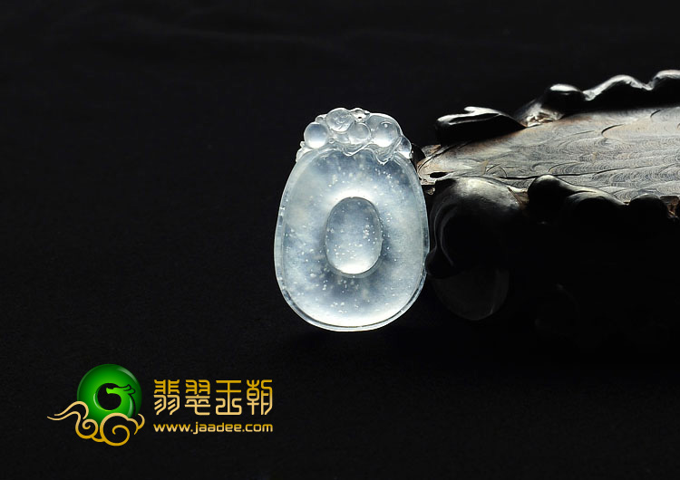 冰玻种晴水缅甸翡翠A货福在眼前挂件
