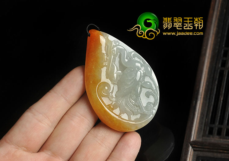 冰种红黄翡缅甸翡翠A货一路连科挂件