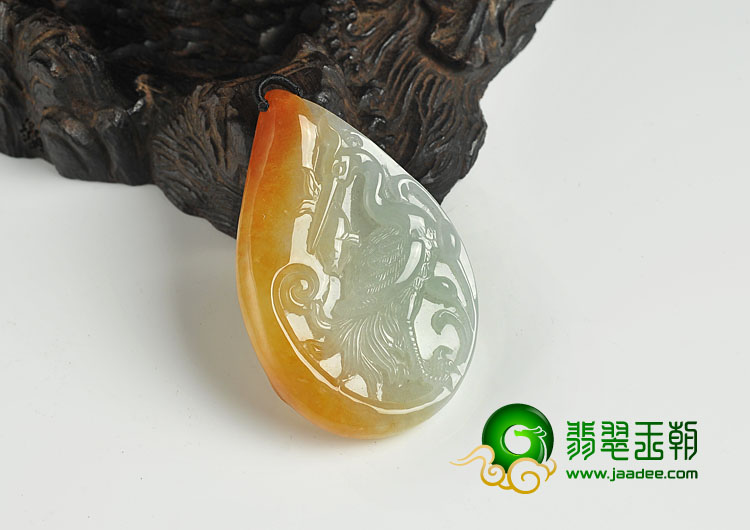 冰种红黄翡缅甸翡翠A货一路连科挂件
