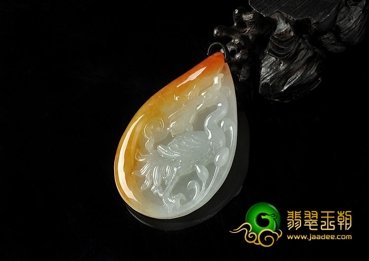冰种红黄翡缅甸翡翠A货一路连科挂件