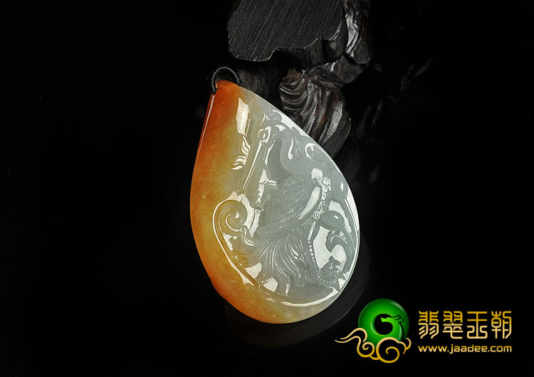 冰种红黄翡缅甸翡翠A货一路连科挂件