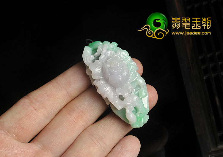 糯冰种春带彩缅甸翡翠A货花开富贵挂件