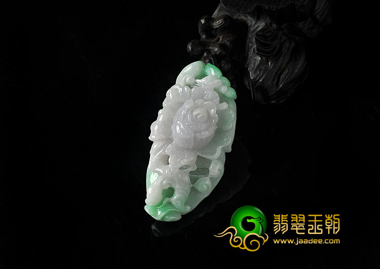 糯冰种春带彩缅甸翡翠A货花开富贵挂件