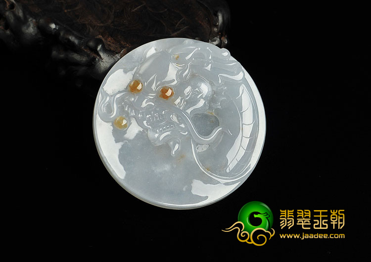 冰种晴水略带红翡缅甸翡翠A货龙牌挂件