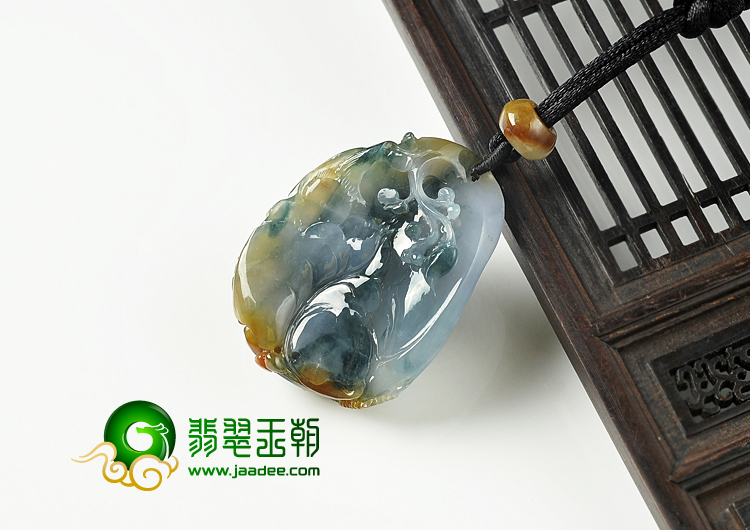冰种三彩缅甸翡翠A货花开富贵挂件