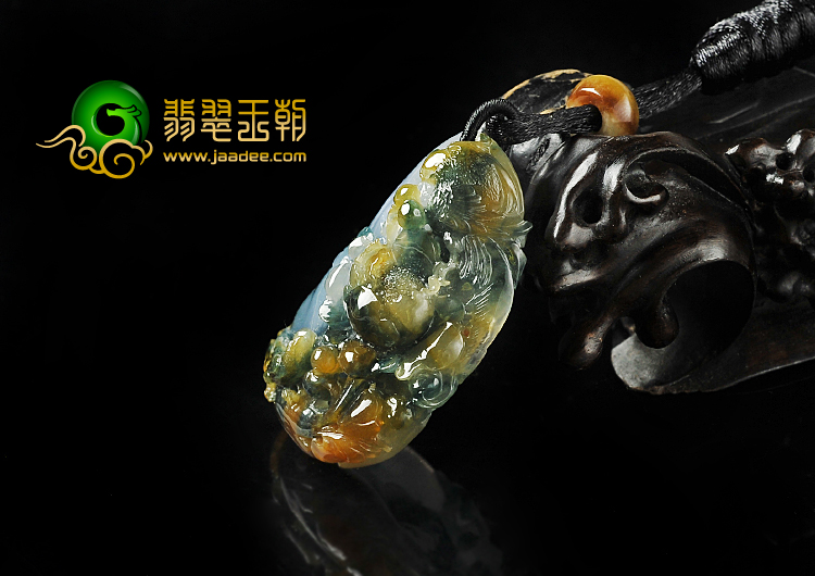 冰种三彩缅甸翡翠A货花开富贵挂件