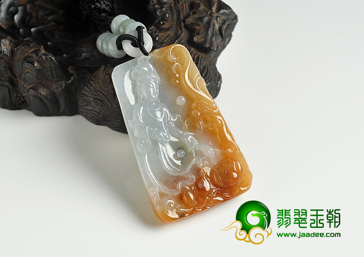 冰种黄翡缅甸翡翠A货观音挂件