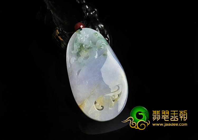 糯冰种春带彩缅甸翡翠A货龙牌挂件