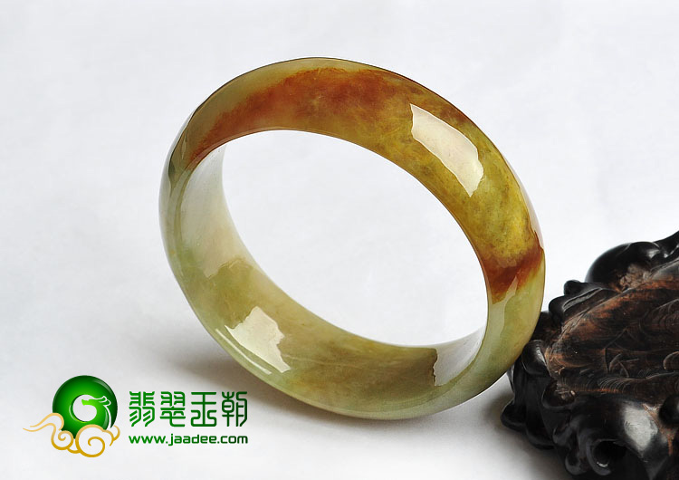 糯冰种褐红翡缅甸翡翠A货手镯（56.3mm）